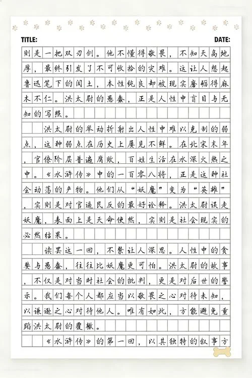 水浒传第一回感悟20字左右_1
