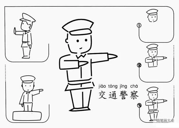 交警图片卡通简笔画_2