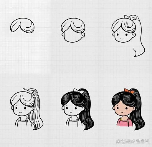 可爱小女孩简笔画步骤-可爱女孩简笔画步骤