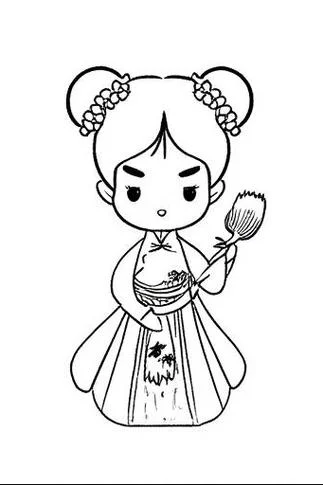 古代女子简笔画_2