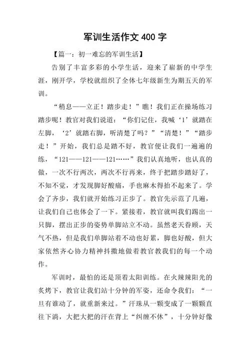军训后的感悟400字左右_2