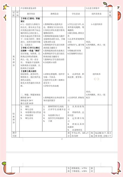 中学体育教案接力跑-中学体育教案接力跑