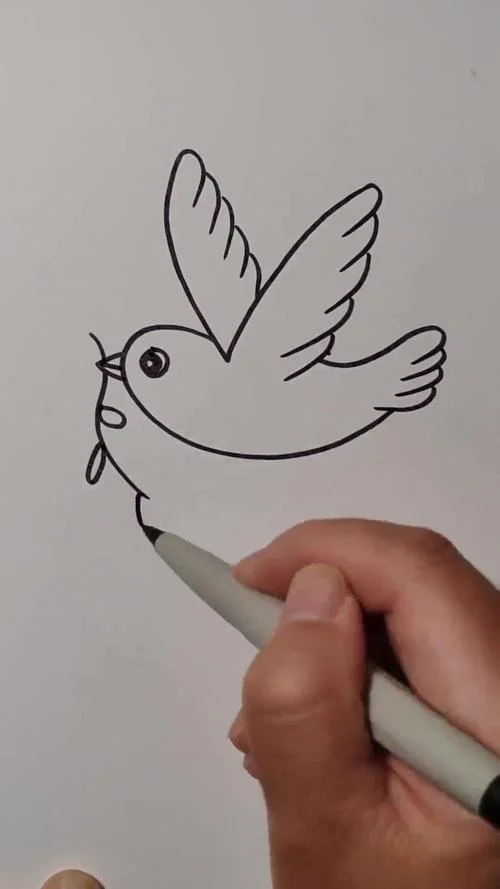 天上飞的小鸟简笔画_2