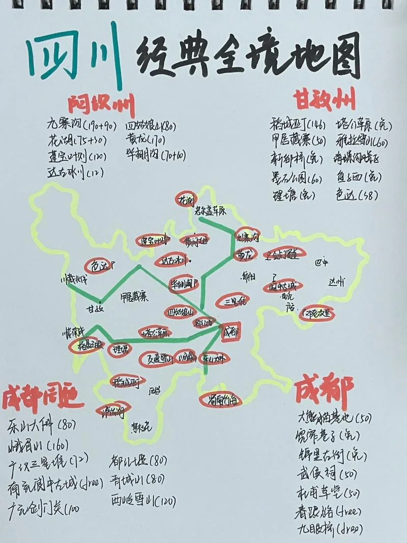 四川景点分布示意图-四川景点分布示意图