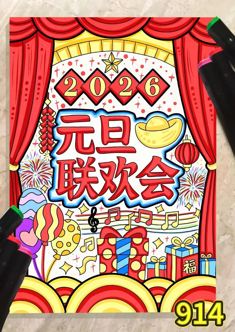 元旦的手抄报一等奖_1