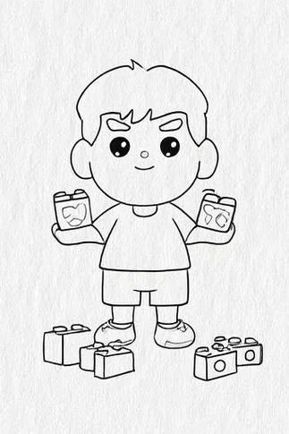 宝宝摆积木简笔画_2