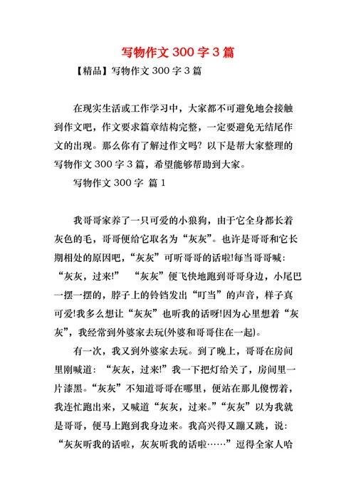 写物的作文300字素材_1