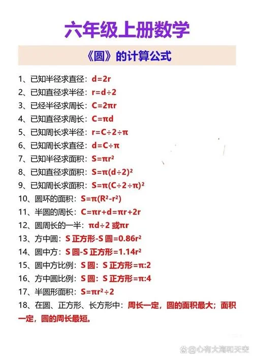 圆面积公式和圆周长-圆面积公式与周长
