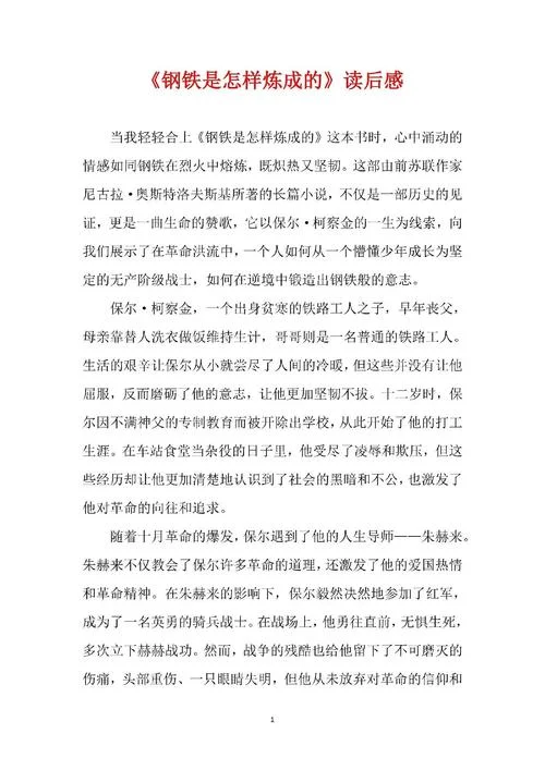 钢铁是怎样炼成的读书感悟600字_2