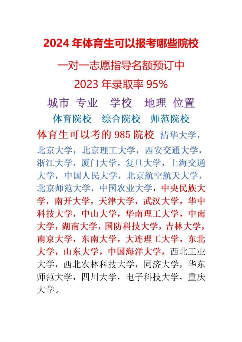 体育生可以报考的大学有哪些-体育生报考大学名单