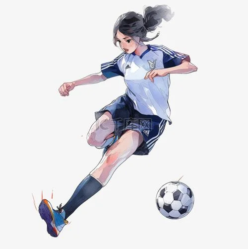 女生踢足球简笔画_1