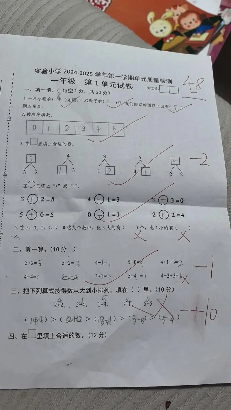 一年级小孩考试成绩差-一年级考分差