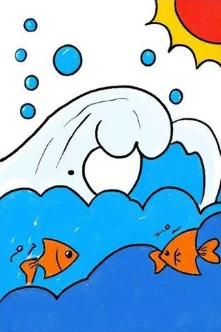 大海怎么画彩色简笔画_1