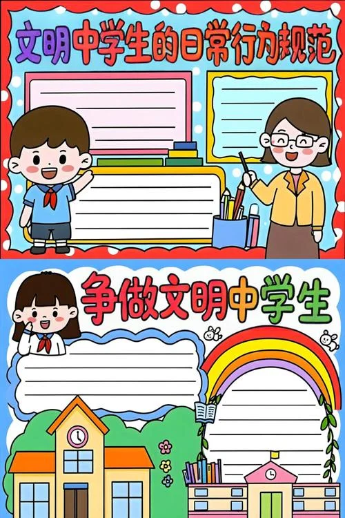 中学生行为规范图画-中学生行为画图