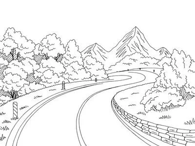 山路简笔画图片大全-山路简笔画图片集
