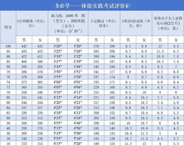 高考体考评分标准成绩表_1