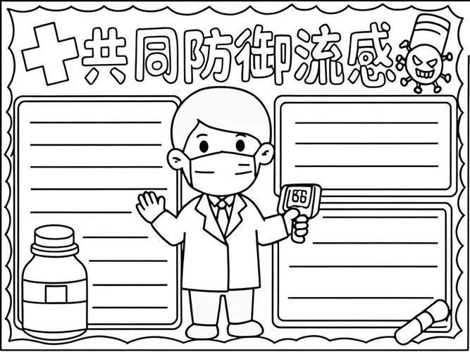 黑白手抄报疫情_1