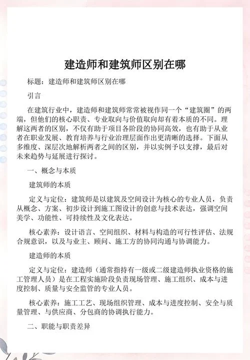 一级注册建筑师和一级注册建造师的区别-一建一注建筑师区别
