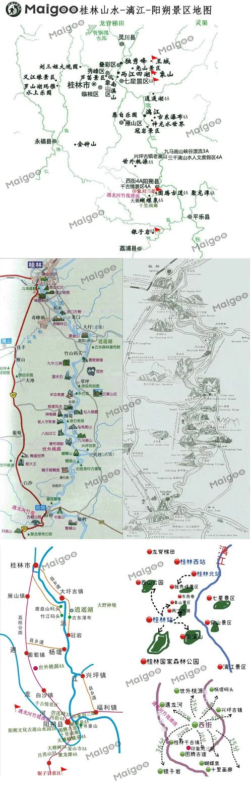 桂林漓江景点地图-漓江景点地图