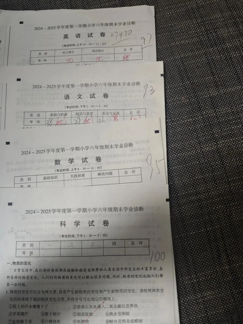 2018小学期末考试成绩单_2