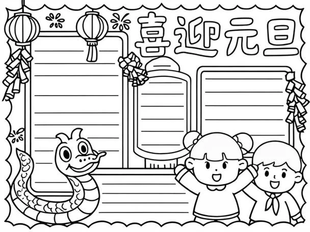 元旦手抄报模板图片_1