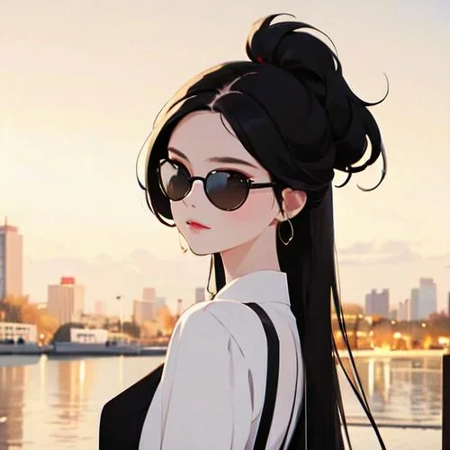 微信头像女生戴眼墨镜_1
