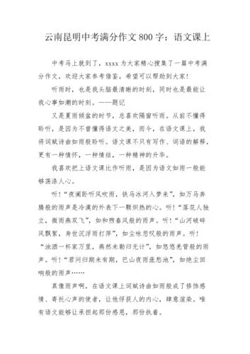 语文作文中考满分作文-语文中考满分作文