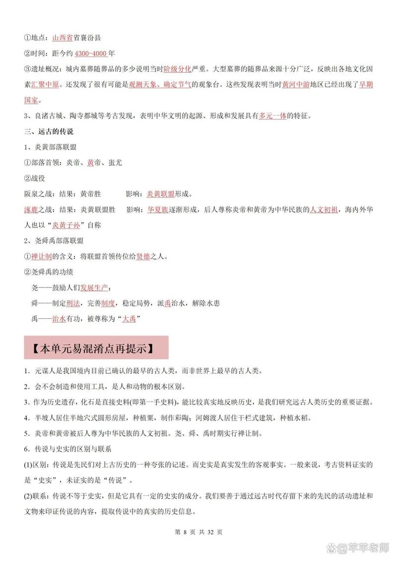 初一历史上册复习提纲-初一历史上册复习