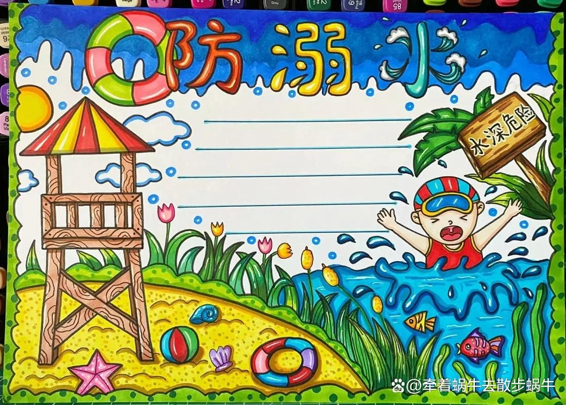 防溺水手抄报插图_1
