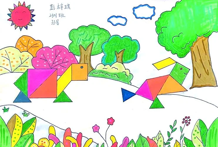 七巧板简笔画大全颜色-