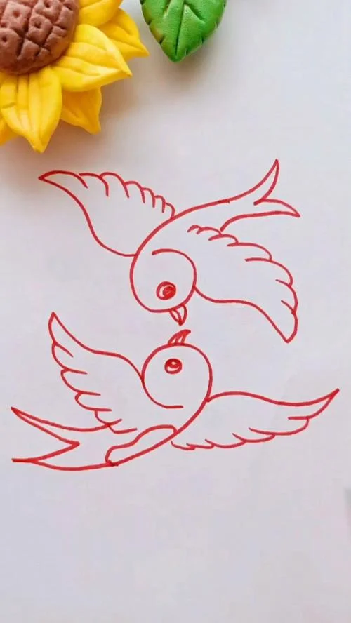 爱情鸟图片 简笔画_1