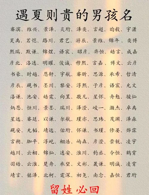 夏姓男宝宝起名参考_1