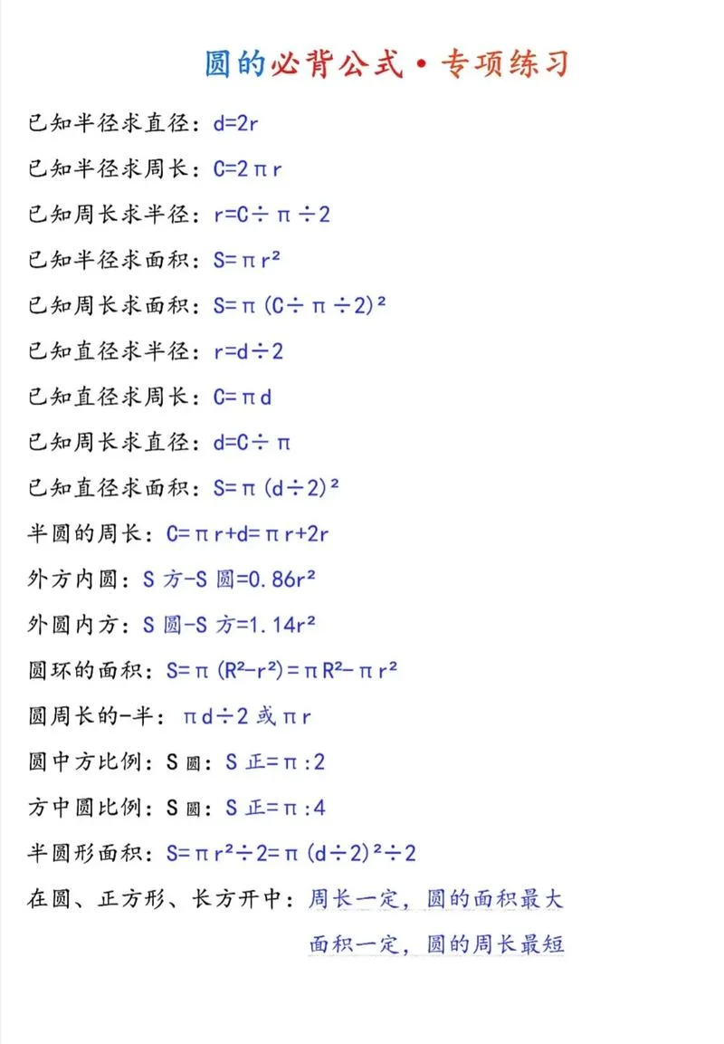 圆的面积公式是什么啊-圆的面积公式是什么