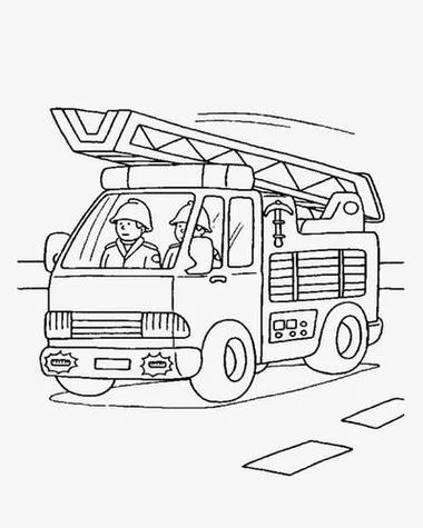 消防员和消防车简笔画_1