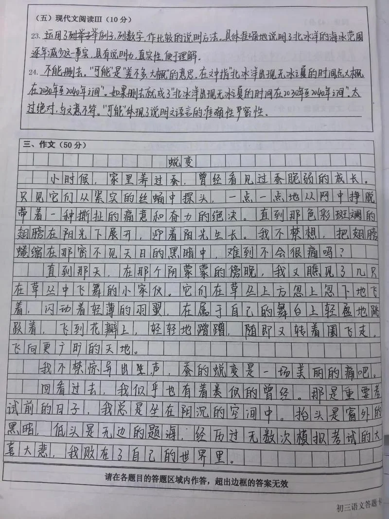 2019年中考满分作文大全-2019 中考满分作文