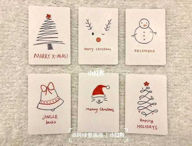 圣诞节明信片简笔画_2