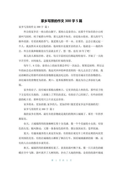 写家乡美景的作文三百字_1