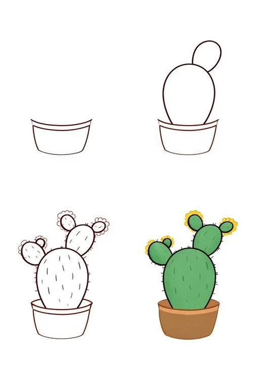 仙人掌的简笔画怎么画_2