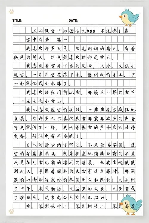 雪作文400字怎么写_1