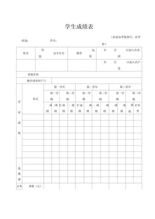 学生成绩表模板_2
