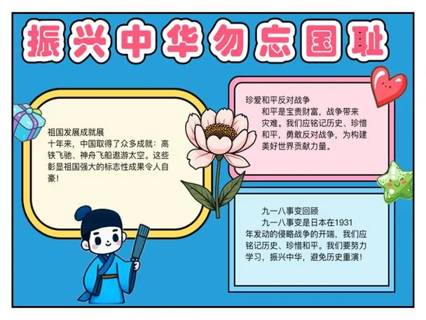 铭记历史回梦中华手抄报_2