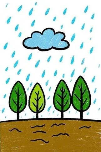 细雨绵绵简笔画_1