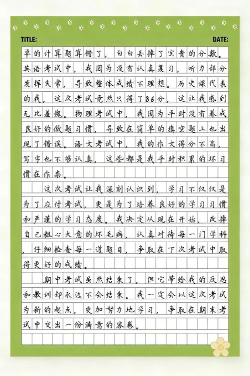 历史试卷反思的作文-历史考试反思