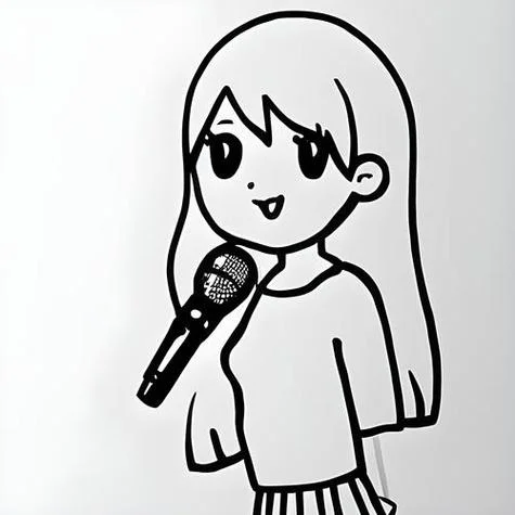 女孩唱歌简笔画_1
