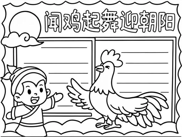 闻鸡起舞故事简笔画_1