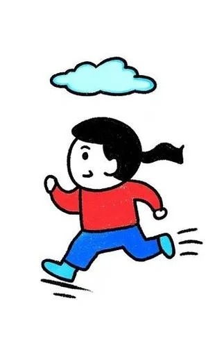 女孩在跑步的简笔画_2