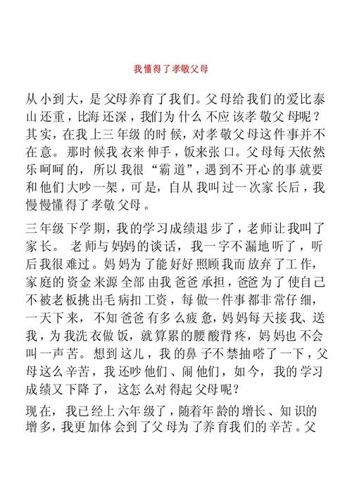 关于孝心的议论文_2