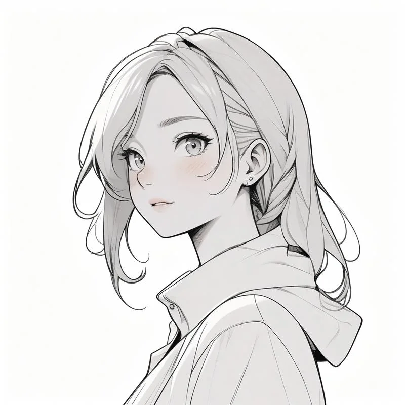 唯美简笔画森系女孩_1