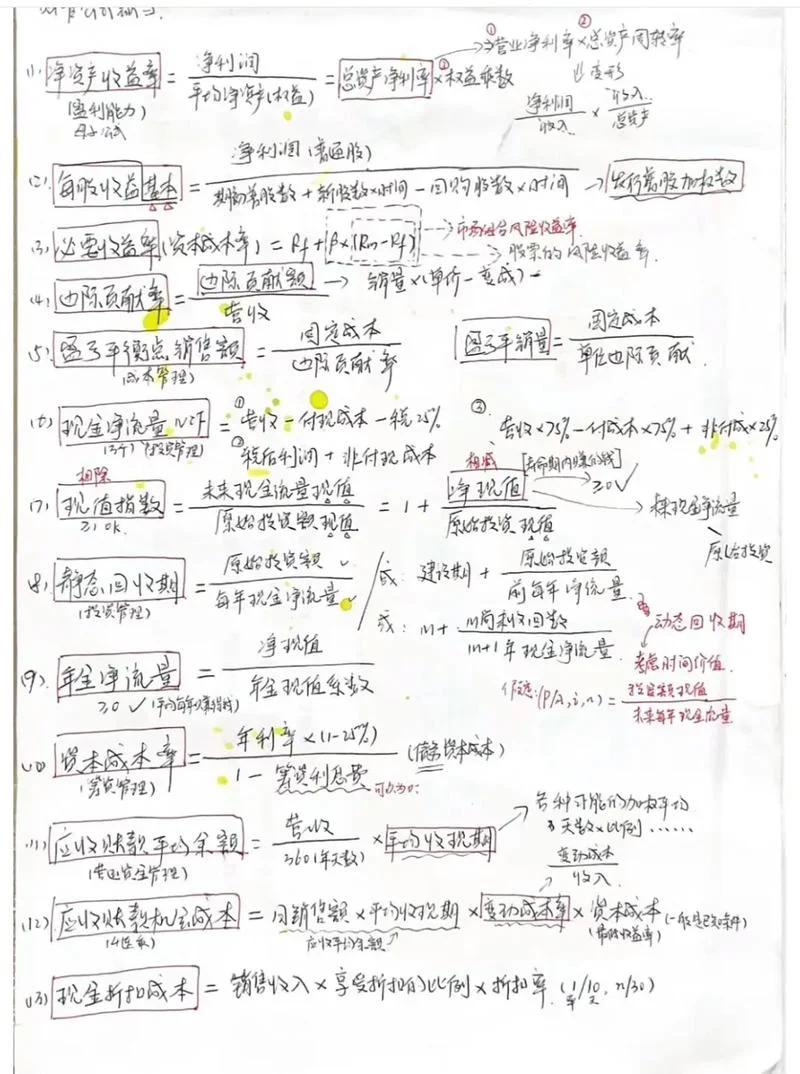 2018中级财务管理公式汇总-