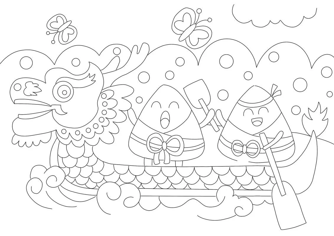 赛龙舟简笔画幼儿_1